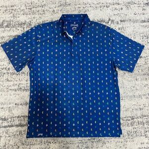 Grateful Dead x Section 119 Blue Polo Shirt with Colorful Print